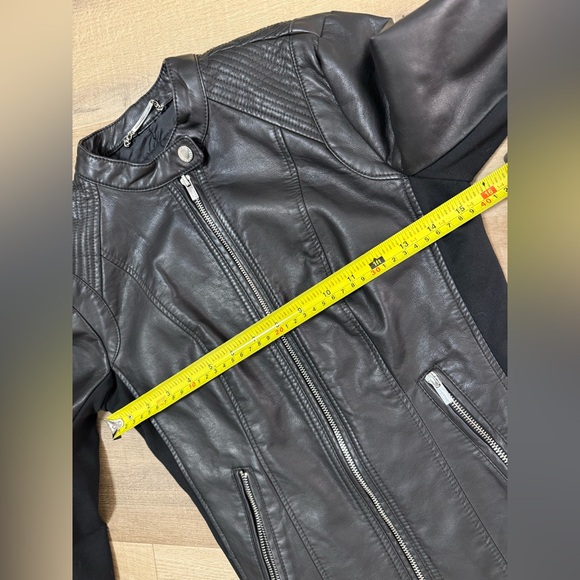 Black faux Leather Moto Jacket with Silver Hardware - Picture 13 of 14